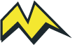 Stylized lightning bolt striking from left to right