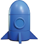 Blue rocket game piece