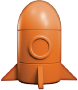 Orange rocket game piece