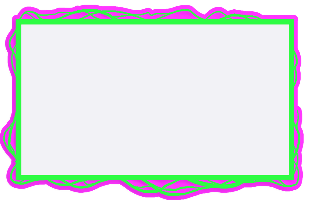 Neon green video frame with plasma waves around its edges and outlined with magenta